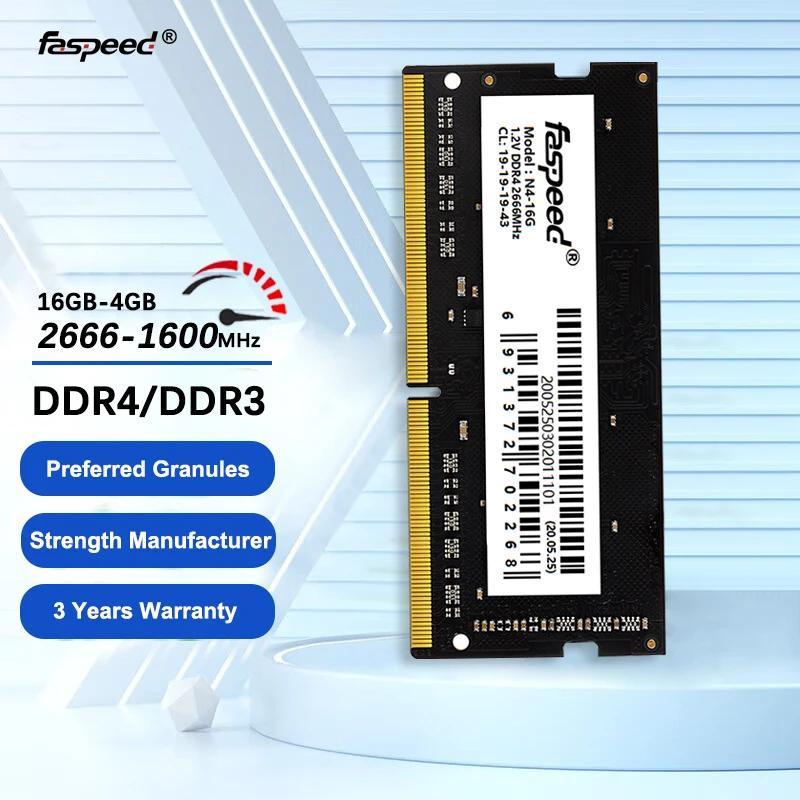 Faspeed ƮϿ ޸ , DDR4 2666MHz DDR3 1600MHz 16GB 8GB 4GB Ʈ ޸ , DDR 3 DDR 4 1.2V 1.5V NON ECC SO-DIMM